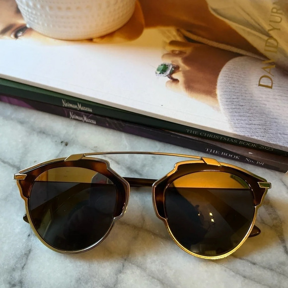 DIOR SO REAL Women’s Split Lens Mirrored Sunglasses 48mm Aviator luxury tortoise - Picture 13 of 16